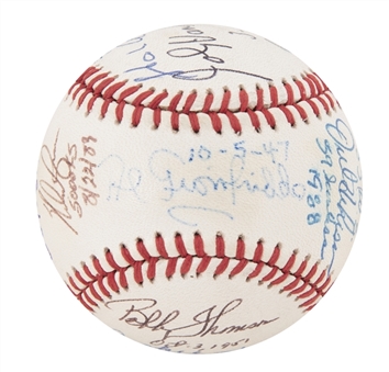Great Baseball Moments Multi-Signed & Inscribed ONL Giamatti Baseball signed by (12) Including Larsen, Ryan, Rose, Hershiser, Haddix & Thomson (Beckett)